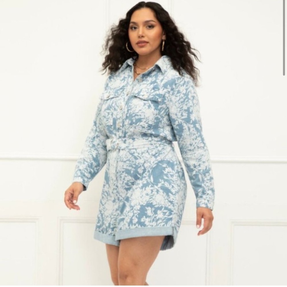 Eloquii Elements Denim Floral Romper size 20